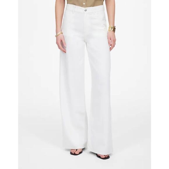 NWT Madewell Petite Superwide-Leg Jeans: Airy Denim Edition In Tile White 27P - Picture 2 of 10